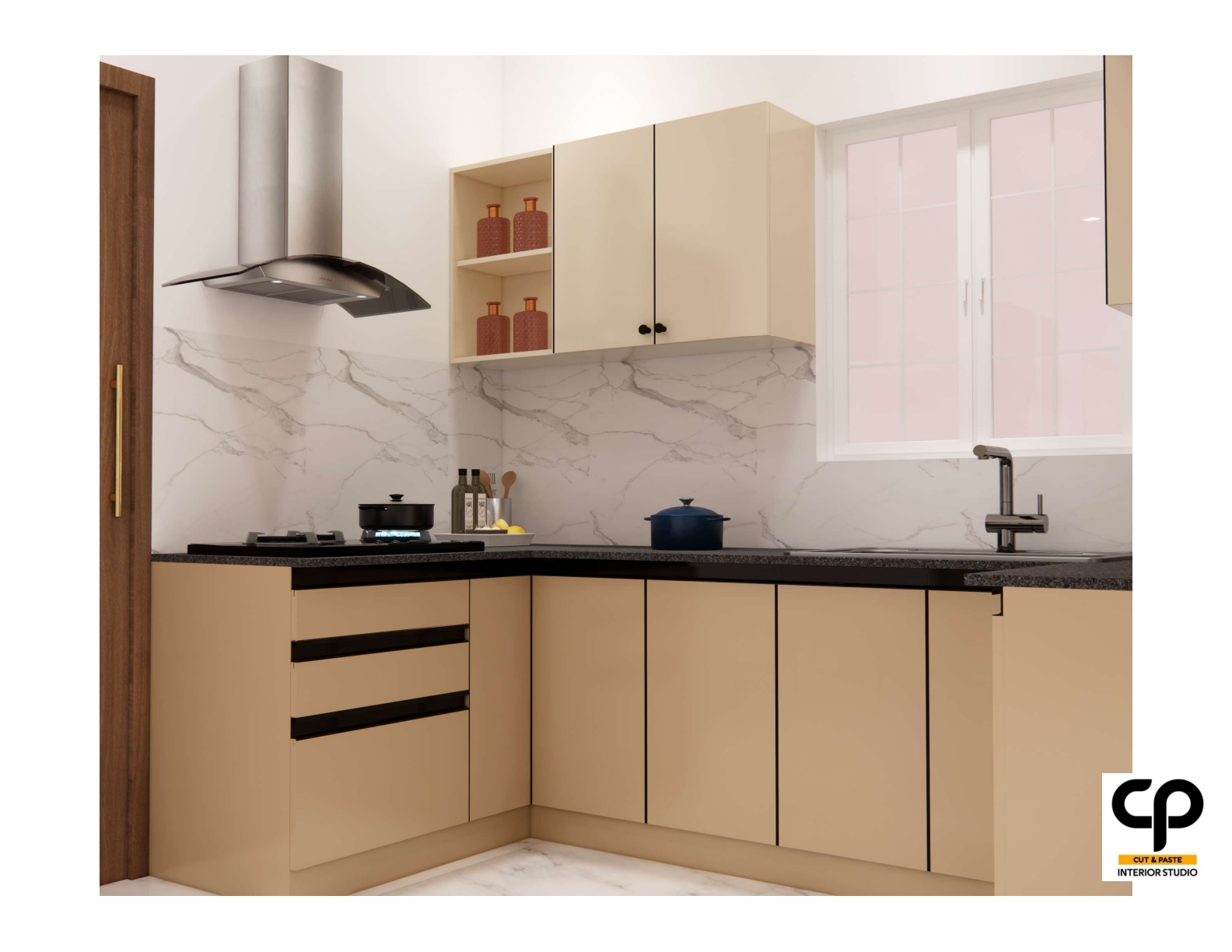 Contemporary modular kitchen counter detail