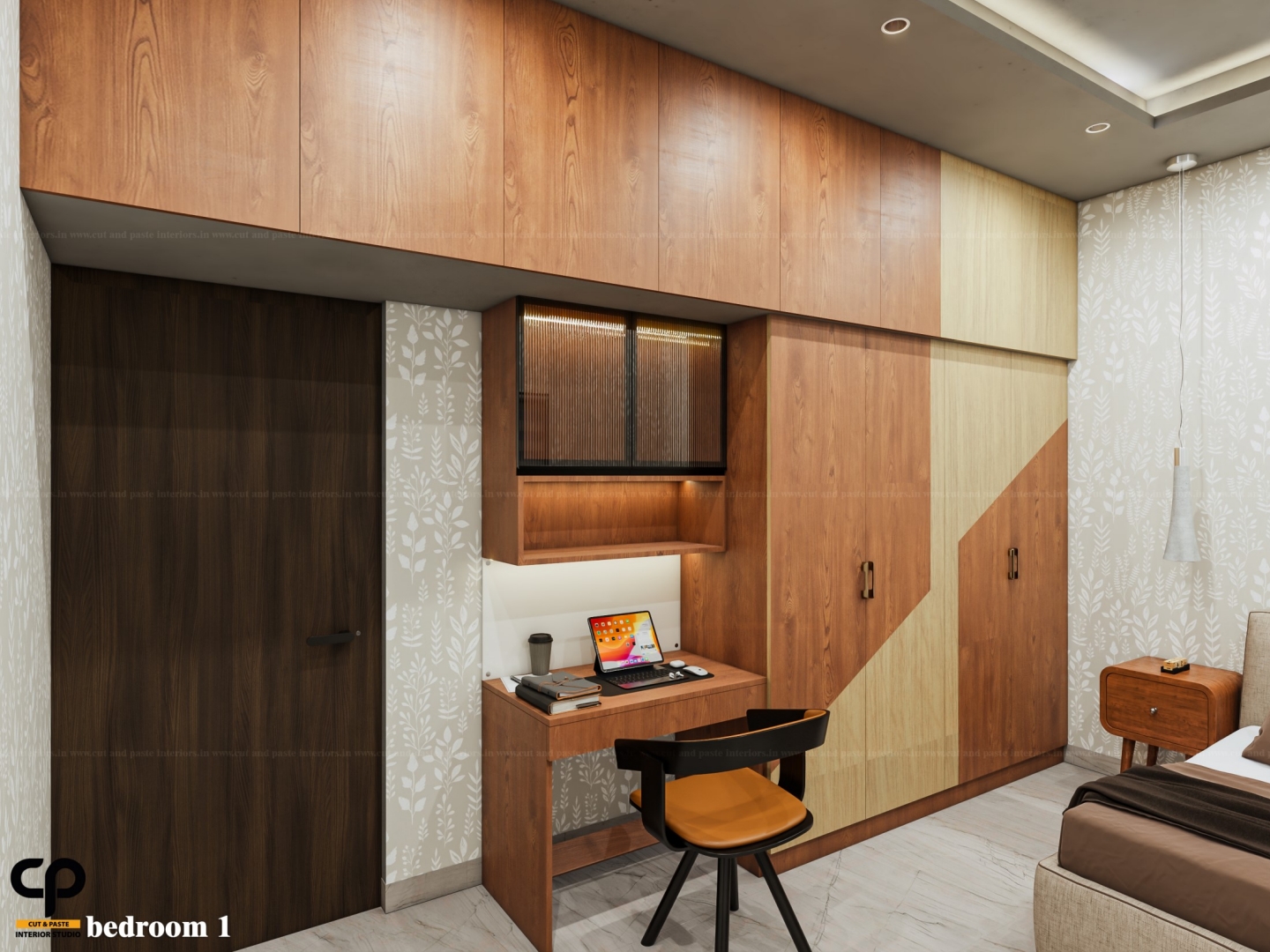 Bespoke commercial office partition wall with integrated display shelving