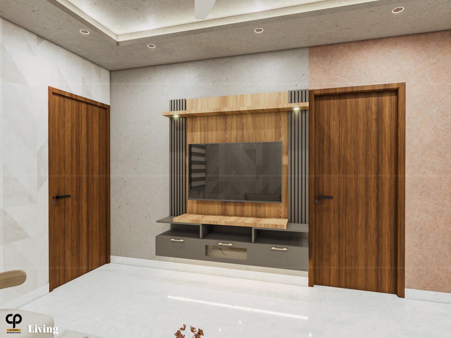 Guest bedroom with custom fitted wardrobe joinery and neutral palette