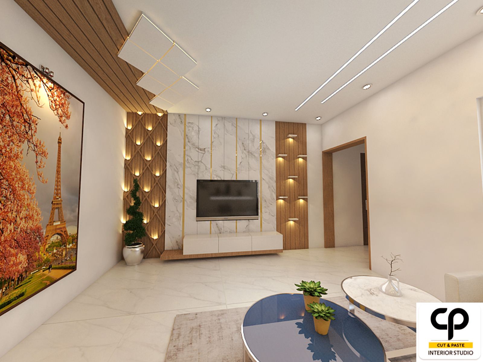 Contemporary architectural living room interior by Cut & Paste Interior Studio
